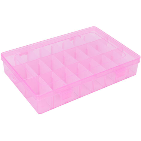 Boîte de Rangement 24 Cases pour Art des Ongles, Organisateur à Strass et Perles, Coffret de Stockage Rose (1/5)