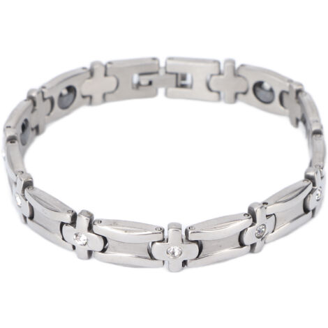 Bracelet Magnétique en Acier Titane pour Douleurs Articulaires et Fatigue - Argent (1/5)