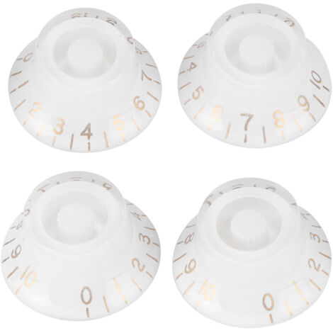 4 pièces boutons de contrôle de tonalité transparents pour guitare basse, accessoires musique couleur blanc avec lettres dorées (1/5)
