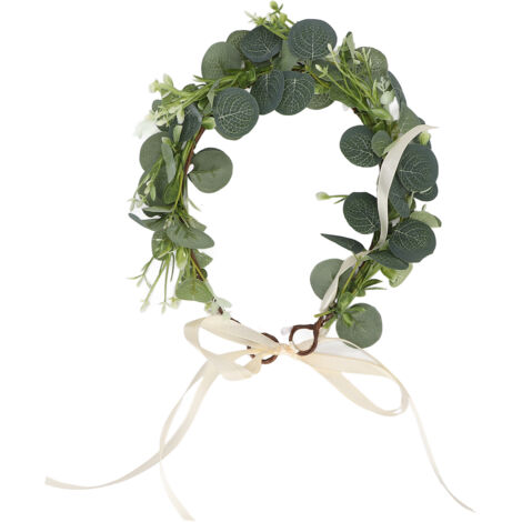 Couronne d'Eucalyptus Artificielle Verte pour Décoration Côtière et Photos de Vacances (1/5)
