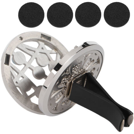 Diffuseur d'huiles essentielles pour voiture en acier inoxydable - Porte-clés ventilé avec 4 coussinets parfumés pour bureau et maison (1/5)