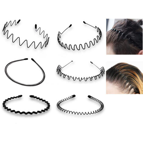 6 Pièces Bandeaux Métal Unisexe Élastiques Anti-Dérapant pour Cheveux Accessoires Coiffure (1/5)