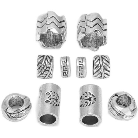 10 perles tubulaires Vikings pour dreadlocks et barbes, pendentifs antiquités décorations capillaires (1/5)