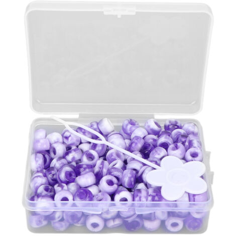 200 perles à cheveux acryliques multicolores, perles bonbon pour décorations capillaires DIY, lot de perles fantaisie violet (1/5)