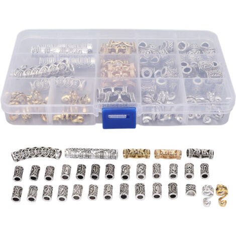 89 pièces perles multifonction pour barbe et cheveux, pendentif, bracelet DIY accessoire capillaire (1/5)