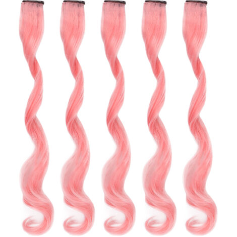 5 pièces de mèches de cheveux à clip colorées pour cosplay et fêtes - Rose Sakura (1/5)