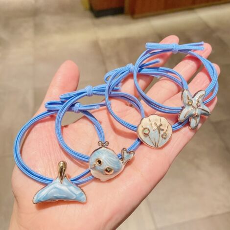 4 Pièces Scrunchies Animaux Mignons Élastiques à Cheveux Baleine pour Filles Accessoire Coiffure (1/5)