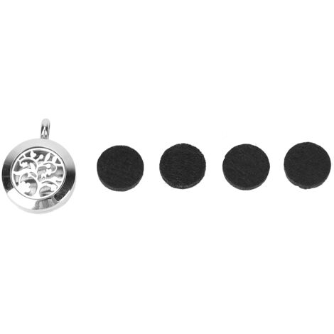 Pendentif diffuseur d'huiles essentielles en acier inoxydable, forme arbre avec compartiment ajouré (1/5)