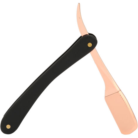 Rasoir droit portable vintage pour hommes, poignée ergonomique avec finition mat et lame durable, couleur or rose. (1/5)