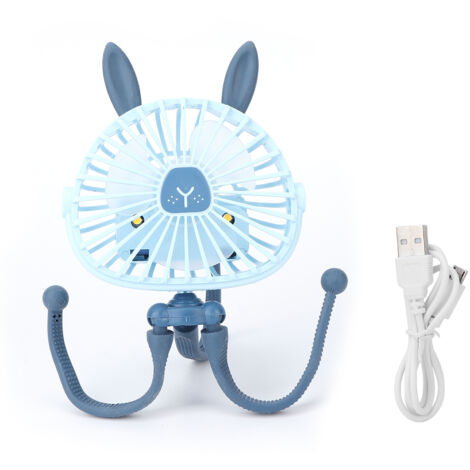 Ventilateur de poussette portable mini, flexible trépied, silencieux avec veilleuse, rechargeable USB pour bureau et voiture (1/5)