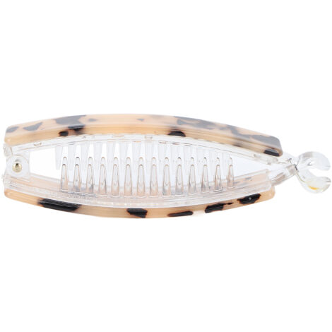 Barrette banane anti-dérapant pour cheveux longs - Accessoire de coiffure tendance femme fille - Écaille beige (1/5)