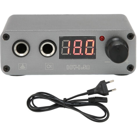 Alimentation Professionnelle Tatouage Double Mode Alliage avec Écran LCD 100‑230V Gris Prise EU (1/5)