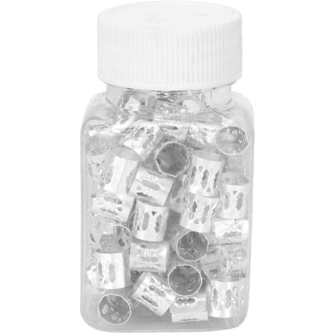 100 Perles à Dreadlocks Creuses Anti-Oxydation, Tubes de Tressage pour Cheveux à la Maison, Argenté - Lot Économique (1/5)