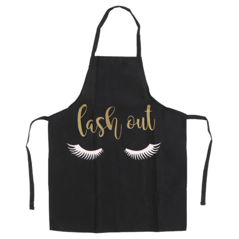 Tablier pour Artiste Cils Doux Respirant Lavable Motif Cils Cuisine Salon de Beauté Noir (1/5)
