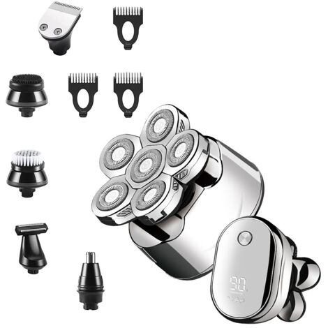 Rasoir électrique rotatif 6D pour hommes - Tondeuse à barbe rechargeable USB, kit de soins 6 en 1 étanche (1/5)