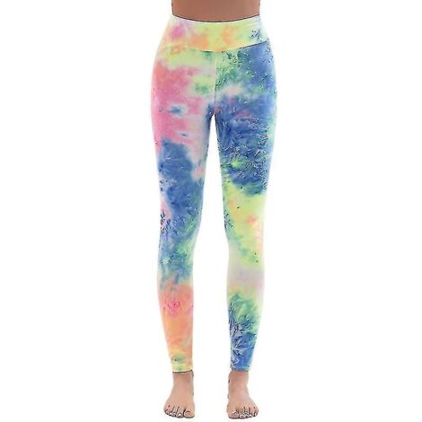 Leggings imprimés push-up pour le sport, le bodybuilding et le yoga, taille haute, bleu fluo - XL (1/4)