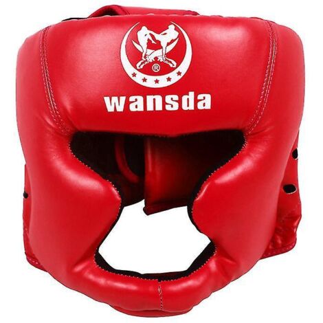 Casque de protection rouge pour l'entraînement, le kickboxing et le sparring. (1/5)