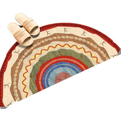 Tapis de sol semi-circulaire, tapis d'entrée antidérapant, paillasson de bienvenue pour terrasse - 50 x 100 cm - D (1/5)