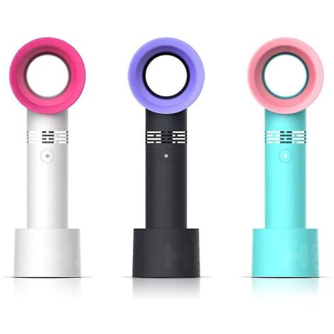Mini ventilateur portable rechargeable USB, sèche-cils, ventilateur sans pales, vert et rose (1/5)