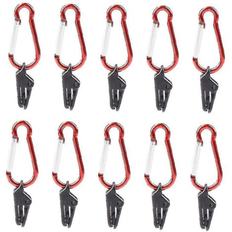 Clips de fixation pour auvent et bâche, résistants au vent, avec mousqueton, kit de 10 pièces noir pour auvents, caravanes, tentes et autres abris de camping. (1/5)
