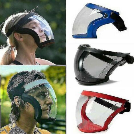 Visière intégrale anti-buée, masque de protection transparent bleu (1/3)