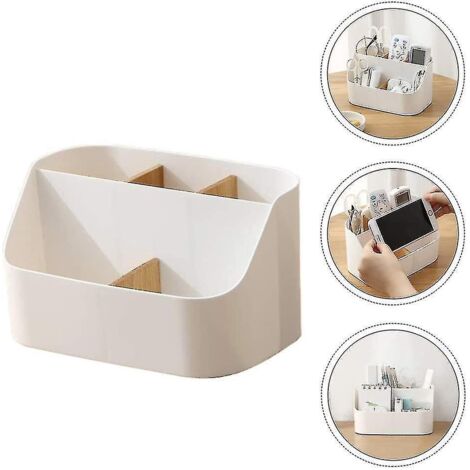 Organisateur de bureau en plastique, organisateur cosmétique, boîte de rangement pour maquillage, télécommande (1/4)
