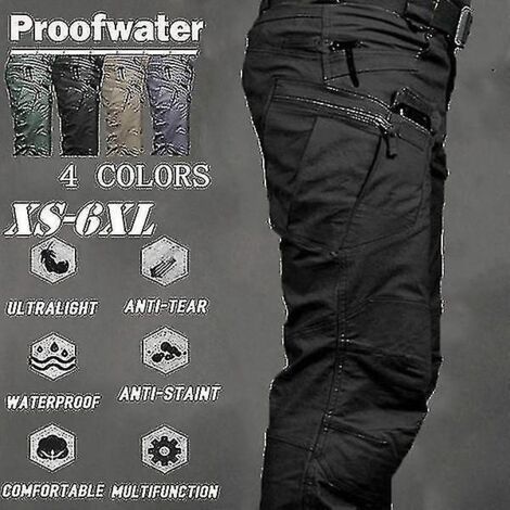 Pantalon cargo tactique pour homme, style SWAT, idéal pour les sports de plein air et la randonnée. Combinaison d'entraînement multipoches, style militaire. Taille XXXL, noir. (1/5)