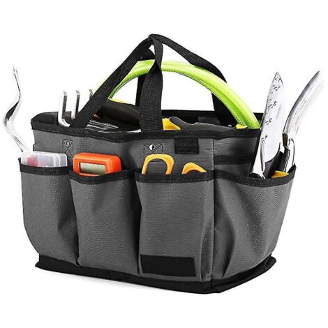 Sac fourre-tout de jardinage, sac de rangement de luxe pour outils de jardin et organisateur pour la maison avec poches, résistant à l'usure et réutilisable (c-1) gris (1/4)