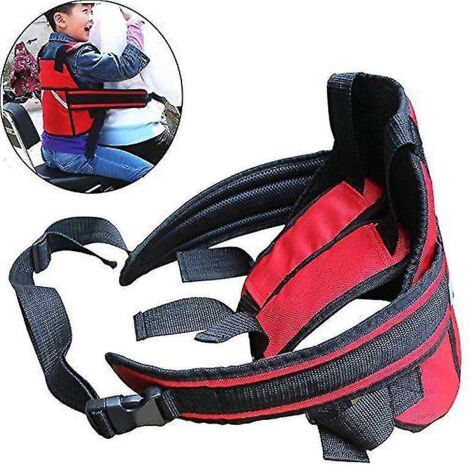 Ceintures de sécurité pour enfants, ceintures de sécurité pour moto, harnais bébé résistant aux chutes, rouge à volutes. (1/5)