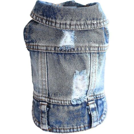 Veste en jean pour chien, t-shirt en denim bleu pour chiot, vêtements pour chien lavables en machine, confortables et stylés - XXL (1/5)