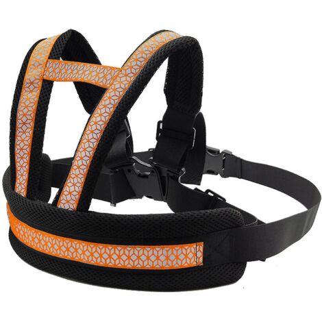 Harnais de sécurité pour enfant avec ceinture de sécurité réglable et bande réfléchissante, couleur orange. (1/5)