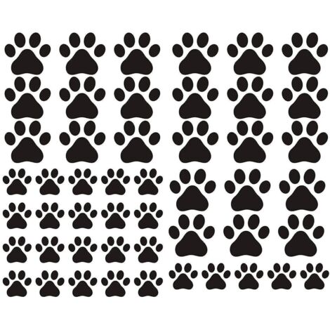Lot de 49 autocollants muraux en vinyle représentant des empreintes de pattes de chien. Décoration murale et décoration pour voiture. (1/5)