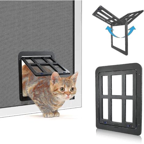 Chatière, moustiquaire à fermeture automatique magnétique pour chien, moustiquaire de porte de balcon avec chatière intégrée - Taille S - 25 x 31,5 cm - Noir (1/5)