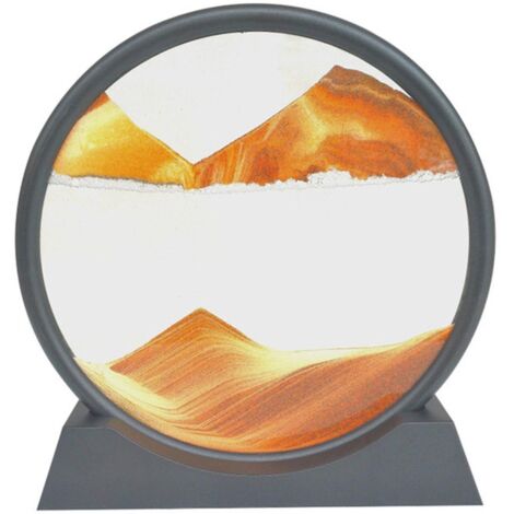 Tableau de sable animé en 3D - Paysages de sable en mouvement - Verre rond - Art du sable des profondeurs marines - Grande décoration de bureau pour adultes et enfants - Orange (1/5)