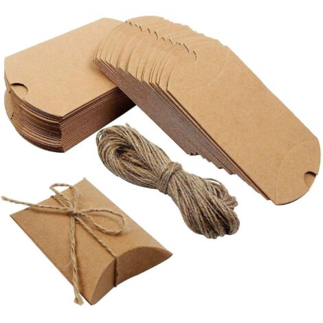 Boîtes oreiller en papier kraft Outuxed, 100 petites boîtes cadeaux, 8,9 x 7,1 cm, idéales pour emballer des articles pour petites entreprises, savons, bijoux et cadeaux de mariage. (1/5)