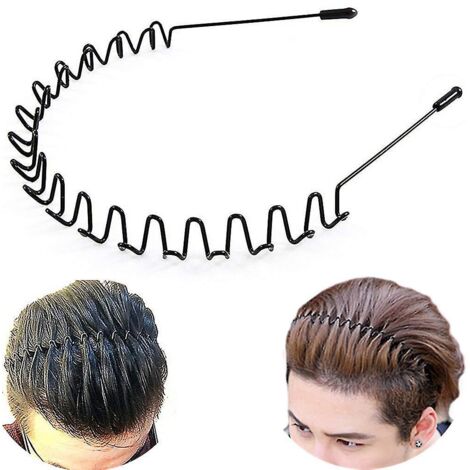 Lot de 2 bandeaux pour cheveux, unisexe, noir, style sport. (1/3)
