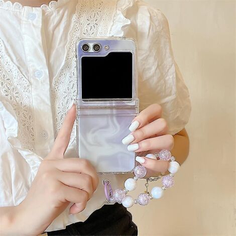 Étui pour Z Flip 5, étui mignon à étoiles compatible avec Samsung Galaxy Z Flip 5 avec bracelet, coque de protection fine et antichoc (1/5)
