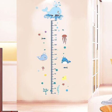 Sticker mural décoratif pour chambre d'enfant : mesure de la taille, toise, décoration de chambre d'enfant, sticker mural 3-Baleine (1/5)