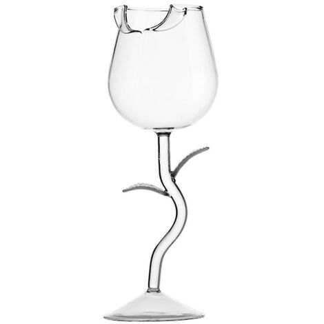 Verres à vin transparents en forme de rose pour fêtes, mariages, Saint-Valentin - Résistants et créatifs - Contenance : 150 ml - 280 ml - Transparent