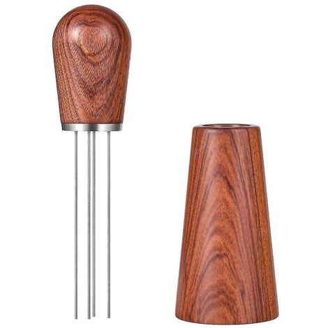 Agitateur à café expresso, outil pour mélanger et répartir l'expresso, manche en bois naturel et (1/5)