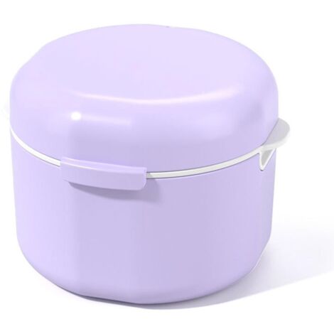 Boîte de nettoyage pour appareils dentaires, manchon de nettoyage avec panier-filtre et gobelet de trempage pour prothèses dentaires violettes (1/5)