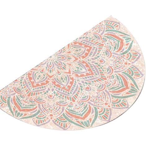 Tapis de sol semi-circulaire, tapis d'entrée antidérapant, paillasson de bienvenue pour terrasse - 45 x 90 cm - B (1/5)