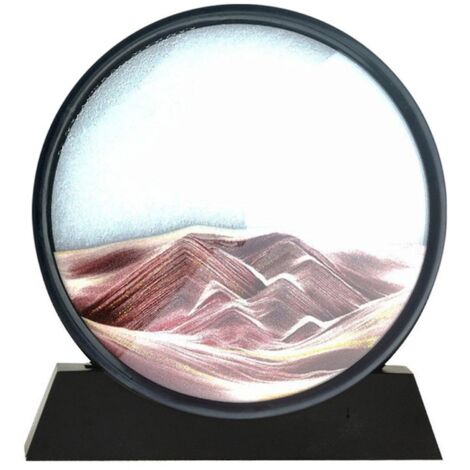 Tableau de sable animé en 3D - Paysages de sable en mouvement - Verre rond - Art du sable des profondeurs marines - Grande décoration de bureau pour adultes et enfants - Marron (1/5)