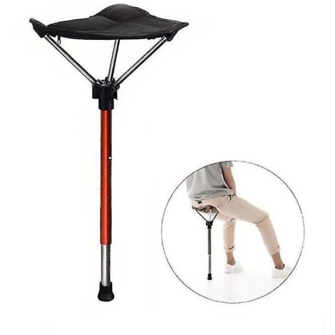 Tabouret portable à hauteur réglable, siège rétractable, chaise de pêche d'extérieur avec 3 niveaux de réglage (rouge). (1/4)