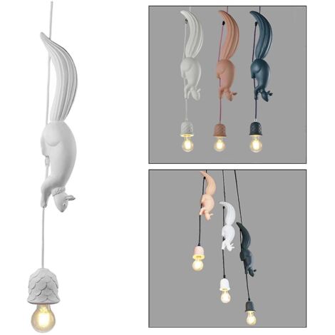 Suspension écureuil blanche pour plafond, lampe suspendue, décoration de bureau ou loft. (1/5)