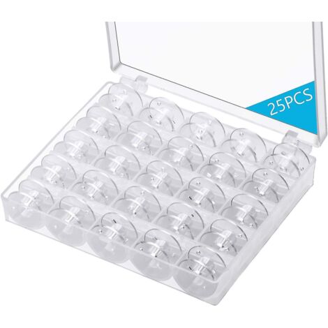 Lot de 25 canettes pour machine à coudre, accessoires de couture, canettes en plastique avec étui (1/5)