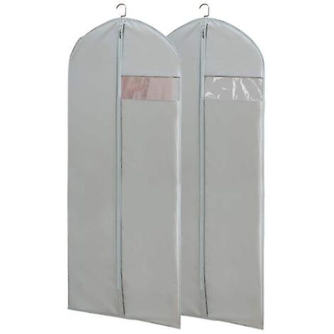 Lot de 5 housses à vêtements suspendues pour le rangement, respirantes, avec poches anti-poussière - 60 x 120 cm - grises (1/5)