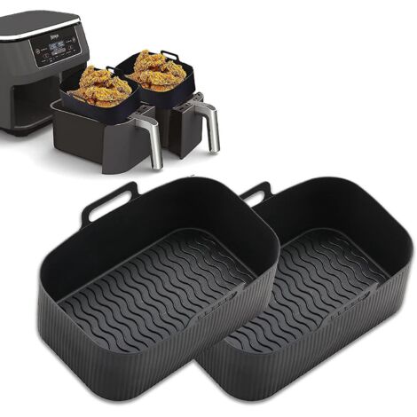 Revêtements en silicone pour friteuse à air Ninja Dual, revêtements réutilisables en silicone pour friteuse à air Ninja, accessoires pour friteuse à air, revêtements pour friteuse à air (1/5)