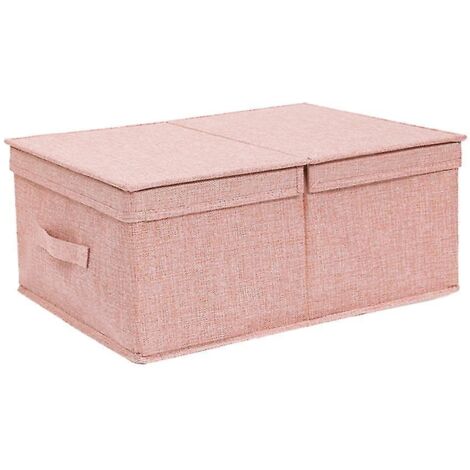 Boîte de rangement pliable pour vêtements, style 2, rose, avec housse rabattable en tissu et finitions en tissu (1/5)