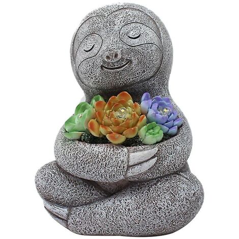 Statue décorative de paresseux pour jardin ou balcon, alimentée à l'énergie solaire. (1/5)